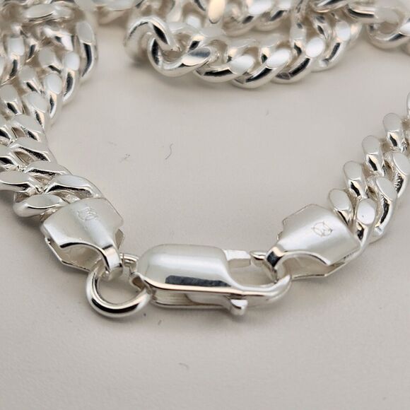 Elegant 925 sterling silver Miami Cuban Chain Necklace 22" B - Picture 5 of 7